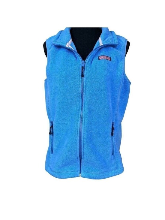 Vineyard Vines Jackets & Blazers - Vineyard Vines Womens Blue Fleece Vest Full Zip Hiking Top Size M